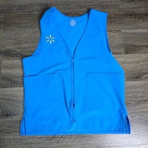 Walmart S/P Uniform Vest Unisex Turquoise Blue Good Zip Up Spark Logo Pockets